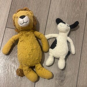 Jellycat Golden Lion and Black & White Dog Plush Set